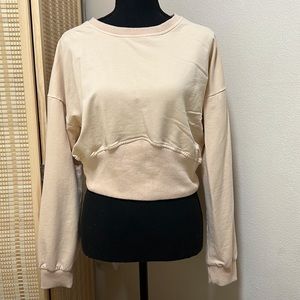 Beige Crop Sweatshirt